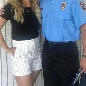 Ann Taylor High Waisted Striped Shorts